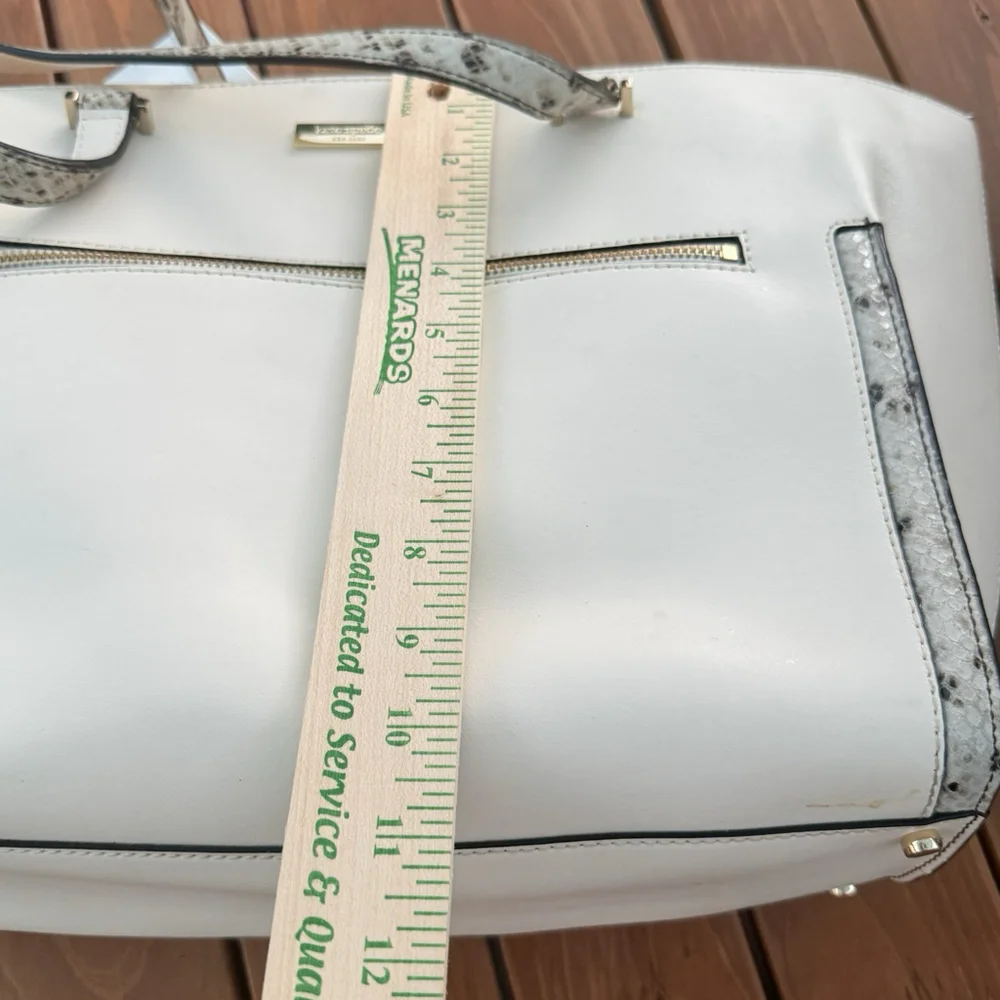 Kate Spade Zip Top Leather Tote White Large